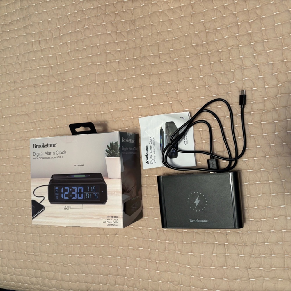 Lot of two (2) Brookstone Wireless Charging Digital Alarm Clocks - NIB, NWOB